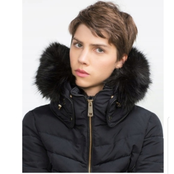 NEW ZARA PUFFER QUILTED ANORAK JACKET W/ FUR HOOD - Picture 6 of 8